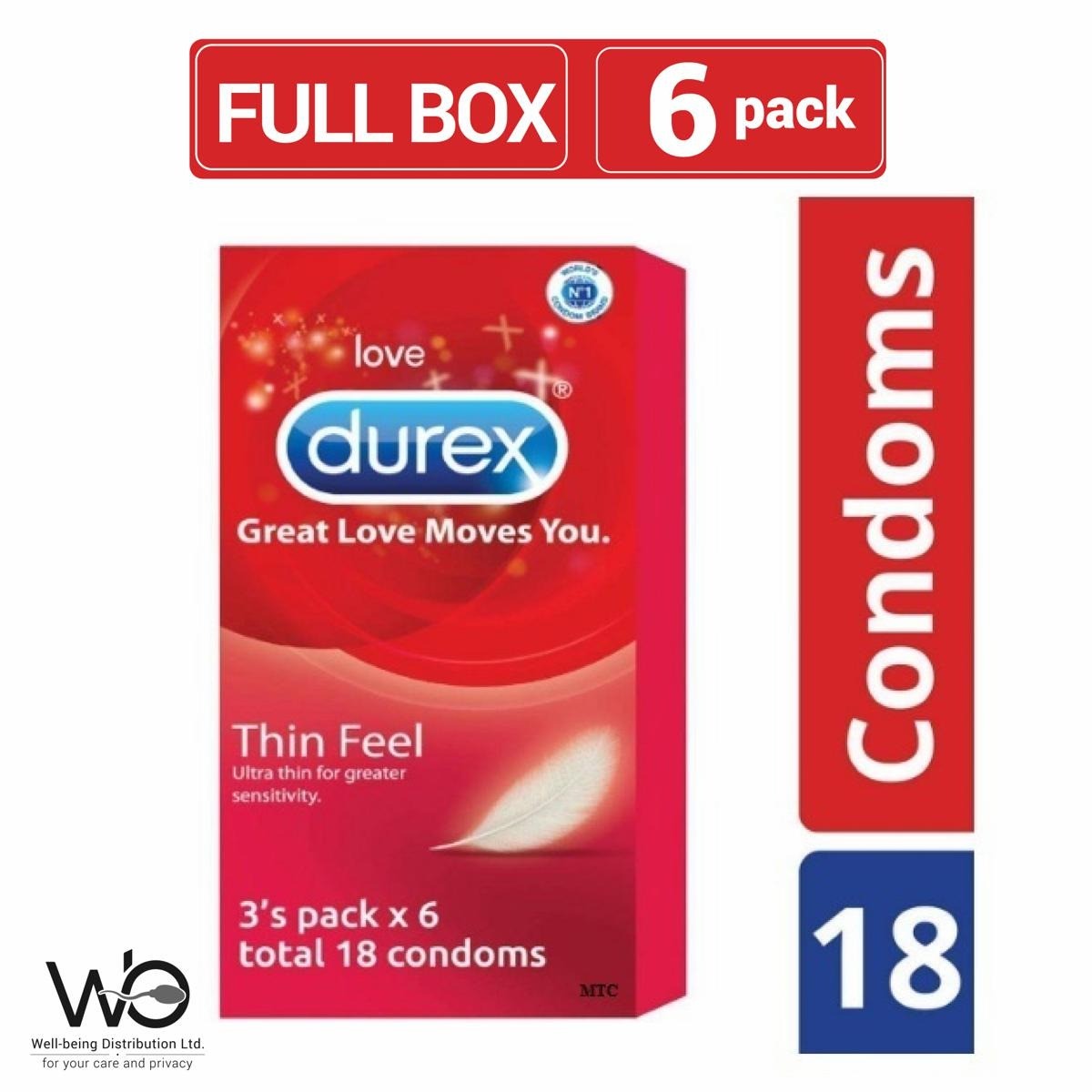 Durex Thin Feel 6 Pack (18 Pcs)