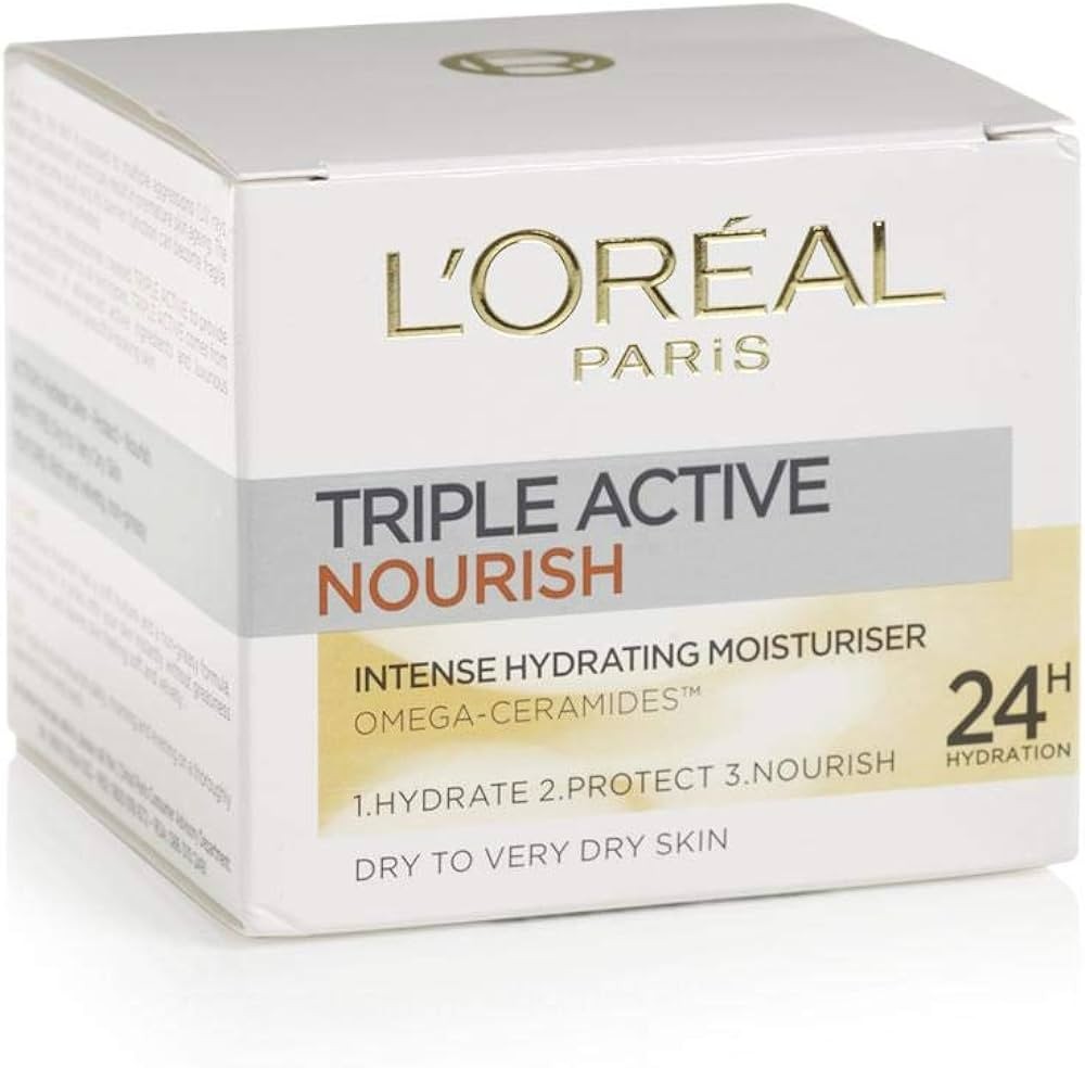 L’Oreal Triple Active Nourish Intense Hydrating Moisturiser – Dry to Very Dry Skin 50ml